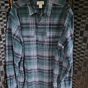 L.L. Bean Greanl and Black Checkered Shirt Xl Tall Traditional Fot